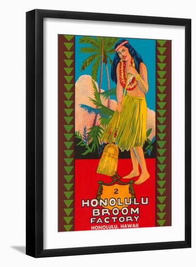 Honolulu Broom Factory Broom Label-null-Framed Art Print