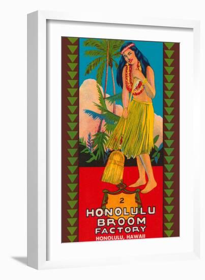 Honolulu Broom Factory Broom Label-null-Framed Art Print