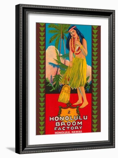 Honolulu Broom Factory Broom Label-null-Framed Art Print