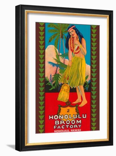 Honolulu Broom Factory Broom Label-null-Framed Art Print