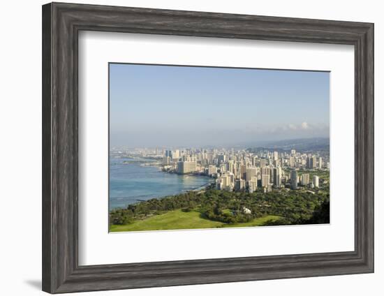 Honolulu from Atop Diamond Head State Monument, Honolulu, Oahu, Hawaii-Michael DeFreitas-Framed Photographic Print