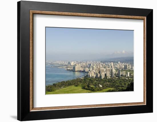 Honolulu from Atop Diamond Head State Monument, Honolulu, Oahu, Hawaii-Michael DeFreitas-Framed Photographic Print