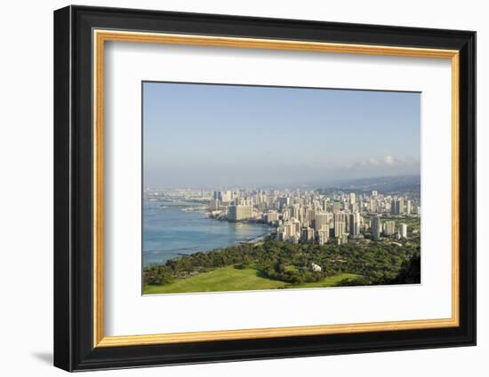 Honolulu from Atop Diamond Head State Monument, Honolulu, Oahu, Hawaii-Michael DeFreitas-Framed Photographic Print