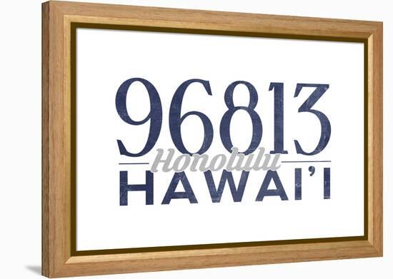 Honolulu, Hawaii - 96813 Zip Code (Blue)-Lantern Press-Framed Stretched Canvas