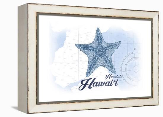 Honolulu, Hawaii - Starfish - Blue - Coastal Icon-Lantern Press-Framed Stretched Canvas