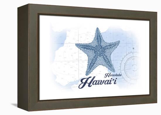 Honolulu, Hawaii - Starfish - Blue - Coastal Icon-Lantern Press-Framed Stretched Canvas