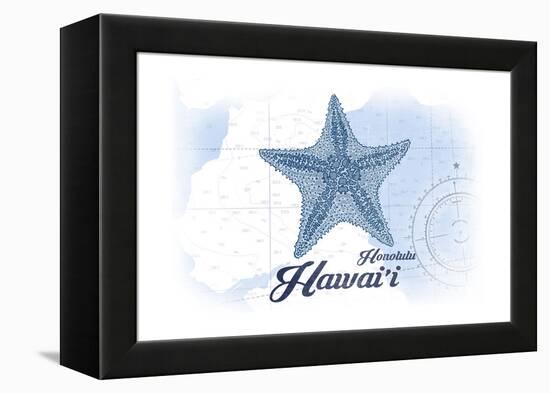 Honolulu, Hawaii - Starfish - Blue - Coastal Icon-Lantern Press-Framed Stretched Canvas