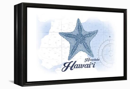 Honolulu, Hawaii - Starfish - Blue - Coastal Icon-Lantern Press-Framed Stretched Canvas