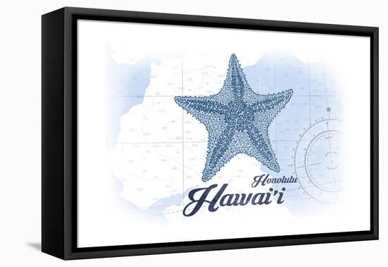 Honolulu, Hawaii - Starfish - Blue - Coastal Icon-Lantern Press-Framed Stretched Canvas