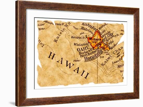 Honolulu Old Map-Pontuse-Framed Art Print