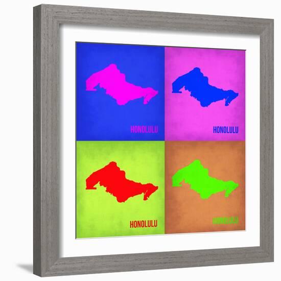 Honolulu Pop Art Map 1-NaxArt-Framed Premium Giclee Print