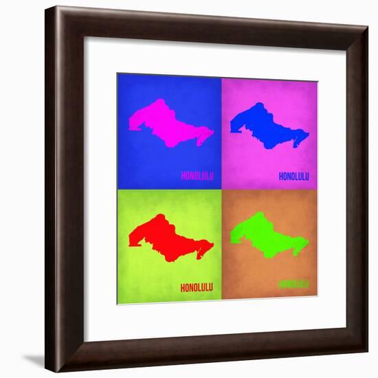 Honolulu Pop Art Map 1-NaxArt-Framed Premium Giclee Print