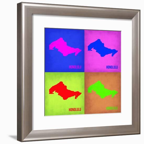 Honolulu Pop Art Map 1-NaxArt-Framed Premium Giclee Print