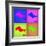 Honolulu Pop Art Map 1-NaxArt-Framed Premium Giclee Print