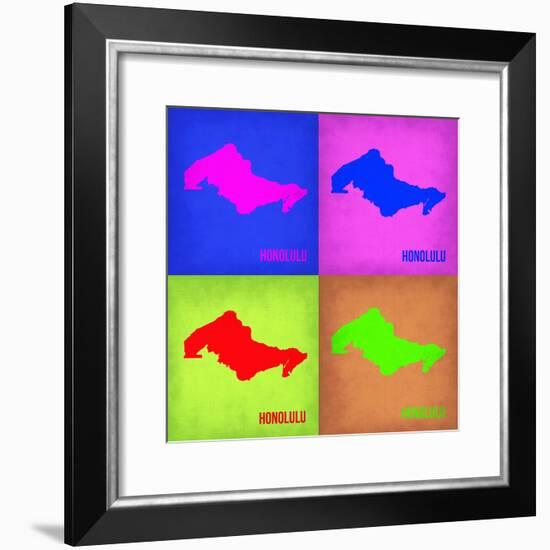 Honolulu Pop Art Map 1-NaxArt-Framed Premium Giclee Print