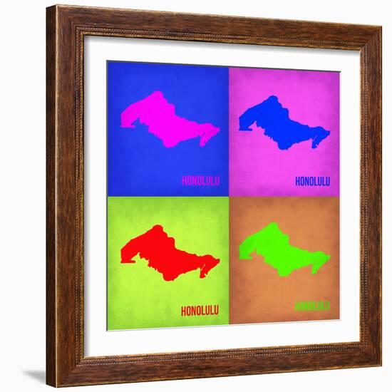 Honolulu Pop Art Map 1-NaxArt-Framed Premium Giclee Print