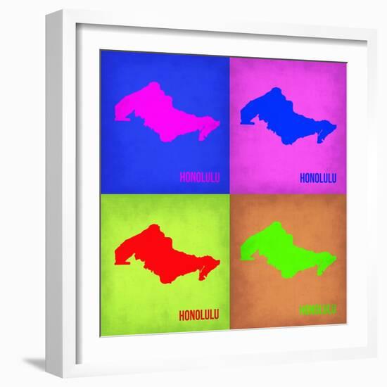 Honolulu Pop Art Map 1-NaxArt-Framed Premium Giclee Print