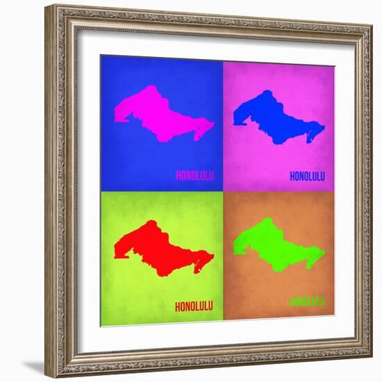 Honolulu Pop Art Map 1-NaxArt-Framed Art Print