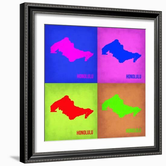 Honolulu Pop Art Map 1-NaxArt-Framed Art Print