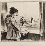 Man Eating Oysters and Wine-Honore Daumier-Giclee Print