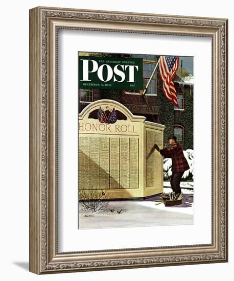 "Honoring the Dead," Saturday Evening Post Cover, December 4, 1943-Stevan Dohanos-Framed Giclee Print