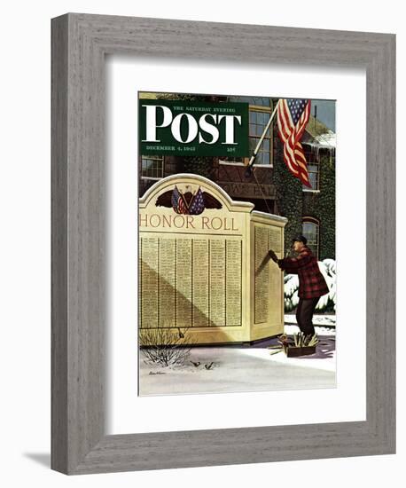 "Honoring the Dead," Saturday Evening Post Cover, December 4, 1943-Stevan Dohanos-Framed Giclee Print