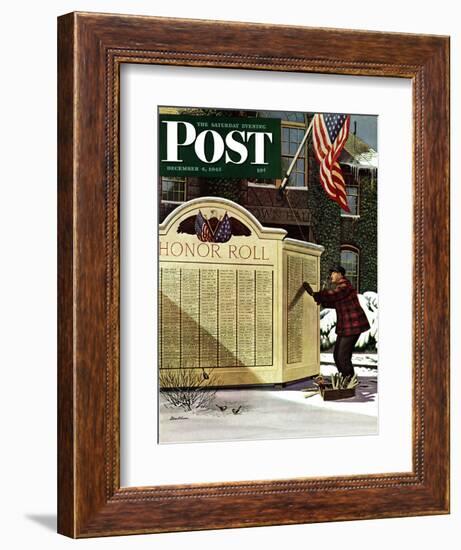"Honoring the Dead," Saturday Evening Post Cover, December 4, 1943-Stevan Dohanos-Framed Giclee Print
