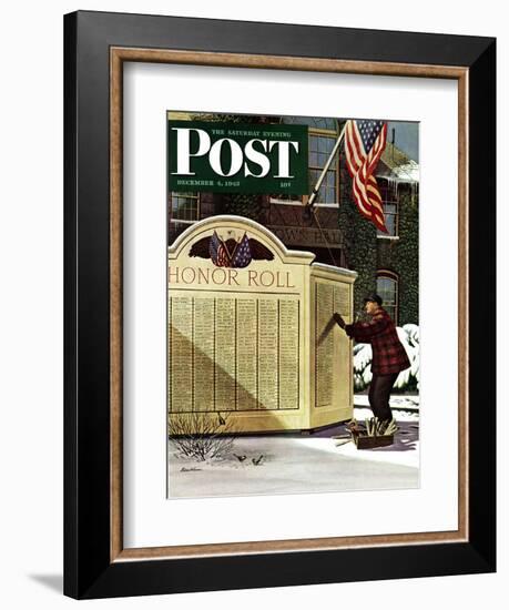 "Honoring the Dead," Saturday Evening Post Cover, December 4, 1943-Stevan Dohanos-Framed Giclee Print