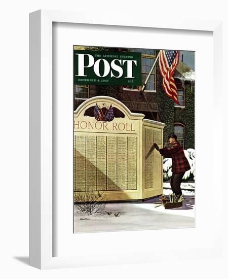 "Honoring the Dead," Saturday Evening Post Cover, December 4, 1943-Stevan Dohanos-Framed Giclee Print