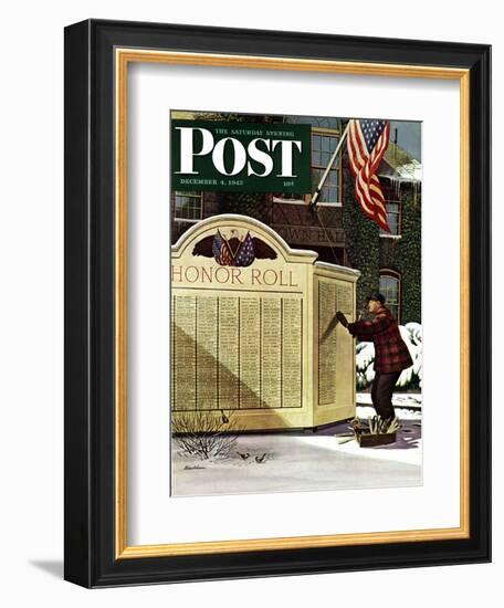 "Honoring the Dead," Saturday Evening Post Cover, December 4, 1943-Stevan Dohanos-Framed Giclee Print