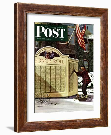 "Honoring the Dead," Saturday Evening Post Cover, December 4, 1943-Stevan Dohanos-Framed Giclee Print