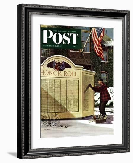 "Honoring the Dead," Saturday Evening Post Cover, December 4, 1943-Stevan Dohanos-Framed Giclee Print