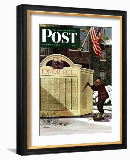 "Honoring the Dead," Saturday Evening Post Cover, December 4, 1943-Stevan Dohanos-Framed Giclee Print