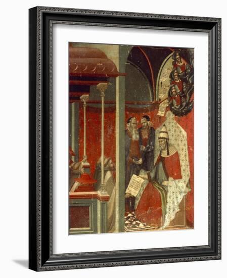 Honorius III Approving Carmelite Rule, Detail from Predella of Altarpiece for the Carmine-Pietro Lorenzetti-Framed Giclee Print