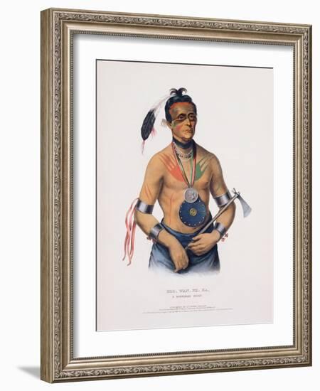 Hoo-Wan-Ne-Ka, Illustration from 'The Indian Tribes of North America'-Charles Bird King-Framed Premium Giclee Print