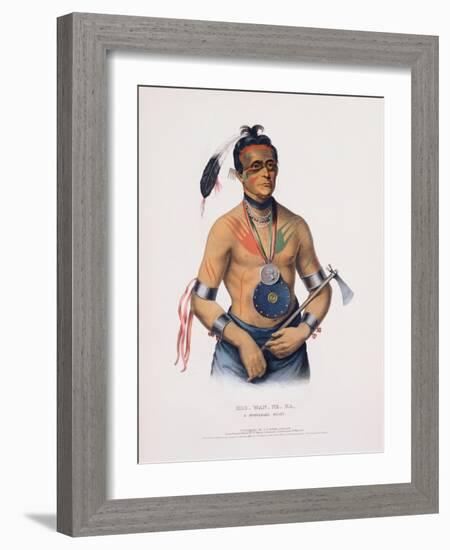 Hoo-Wan-Ne-Ka, Illustration from 'The Indian Tribes of North America'-Charles Bird King-Framed Premium Giclee Print