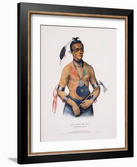 Hoo-Wan-Ne-Ka, Illustration from 'The Indian Tribes of North America'-Charles Bird King-Framed Premium Giclee Print