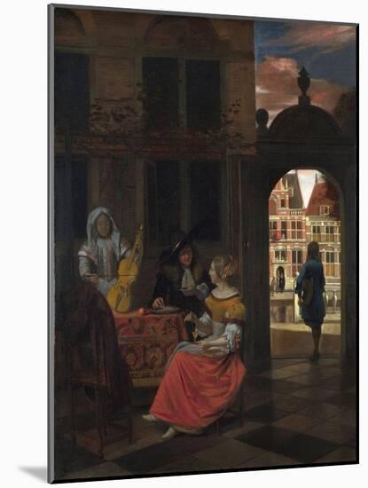 Hooch, Pieter, De (1629-1684) A Musical Party in a Courtyard Oil on Canvas 1677 National Gallery, L-Pieter de Hooch-Mounted Giclee Print