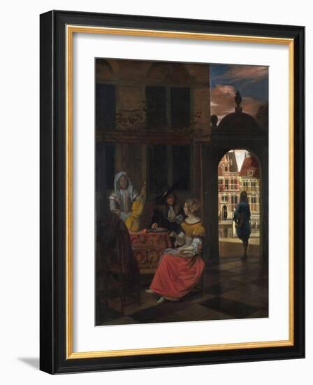 Hooch, Pieter, De (1629-1684) A Musical Party in a Courtyard Oil on Canvas 1677 National Gallery, L-Pieter de Hooch-Framed Giclee Print