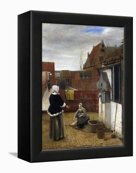 Hooch, Pieter, De (1629-1684) A Woman and Her Maid in a Courtyard Oil on Canvas Ca 1661 National Ga-Pieter de Hooch-Framed Premier Image Canvas