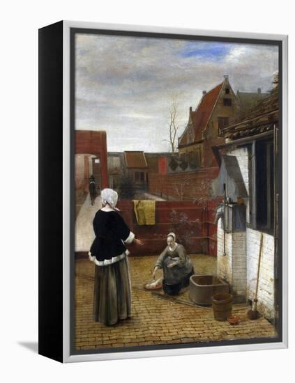 Hooch, Pieter, De (1629-1684) A Woman and Her Maid in a Courtyard Oil on Canvas Ca 1661 National Ga-Pieter de Hooch-Framed Premier Image Canvas