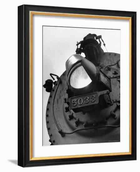 Hooded Locomotive Headlight, the Symbol of the Railroads Complete Change over to War-Peter Stackpole-Framed Photographic Print