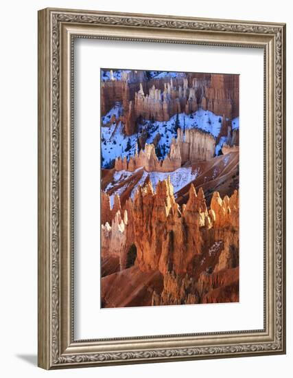 Hoodoos and Snow Lit by Strong Late Afternoon Sun in Winter-Eleanor Scriven-Framed Photographic Print