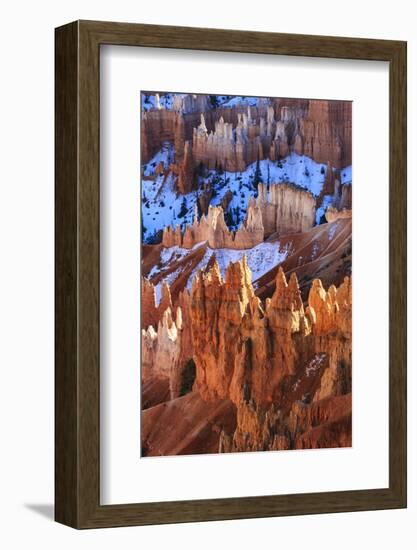 Hoodoos and Snow Lit by Strong Late Afternoon Sun in Winter-Eleanor Scriven-Framed Photographic Print