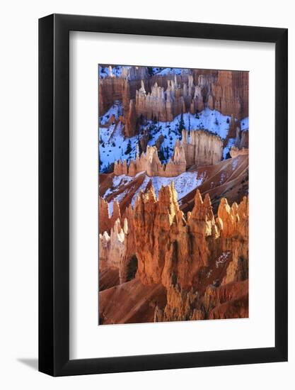 Hoodoos and Snow Lit by Strong Late Afternoon Sun in Winter-Eleanor Scriven-Framed Photographic Print