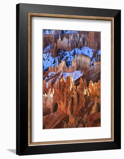 Hoodoos and Snow Lit by Strong Late Afternoon Sun in Winter-Eleanor Scriven-Framed Photographic Print