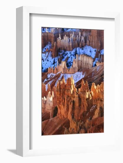 Hoodoos and Snow Lit by Strong Late Afternoon Sun in Winter-Eleanor Scriven-Framed Photographic Print