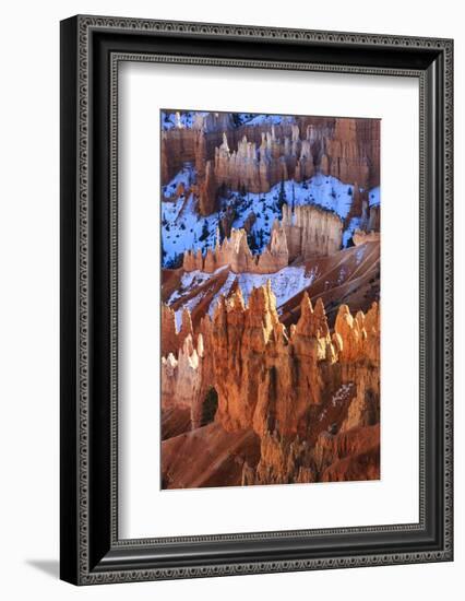 Hoodoos and Snow Lit by Strong Late Afternoon Sun in Winter-Eleanor Scriven-Framed Photographic Print