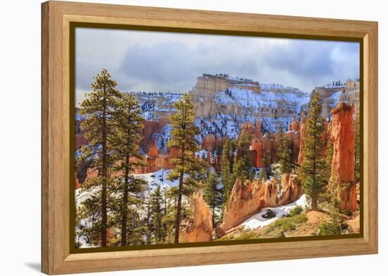 Hoodoos Strongly Lit by Early Morning Sun with Heavy Cloud-Eleanor Scriven-Framed Premier Image Canvas