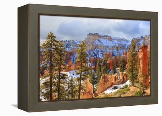 Hoodoos Strongly Lit by Early Morning Sun with Heavy Cloud-Eleanor Scriven-Framed Premier Image Canvas